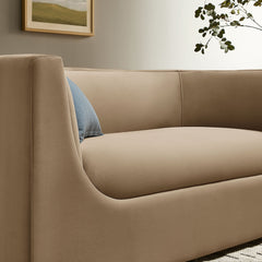Hilda Taupe 67" Curved Back Performance Velvet Loveseat - Ornate Home