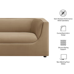 Hilda Taupe 67" Curved Back Performance Velvet Loveseat - Ornate Home