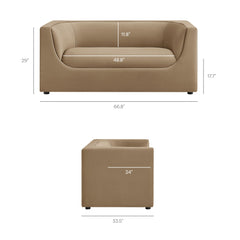 Hilda Taupe 67" Curved Back Performance Velvet Loveseat - Ornate Home