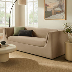 Hilda Taupe 86" Curved Back Performance Velvet Sofa - Ornate Home