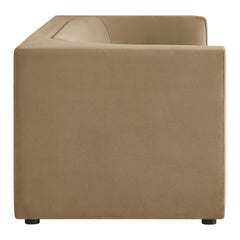 Hilda Taupe 86" Curved Back Performance Velvet Sofa - Ornate Home