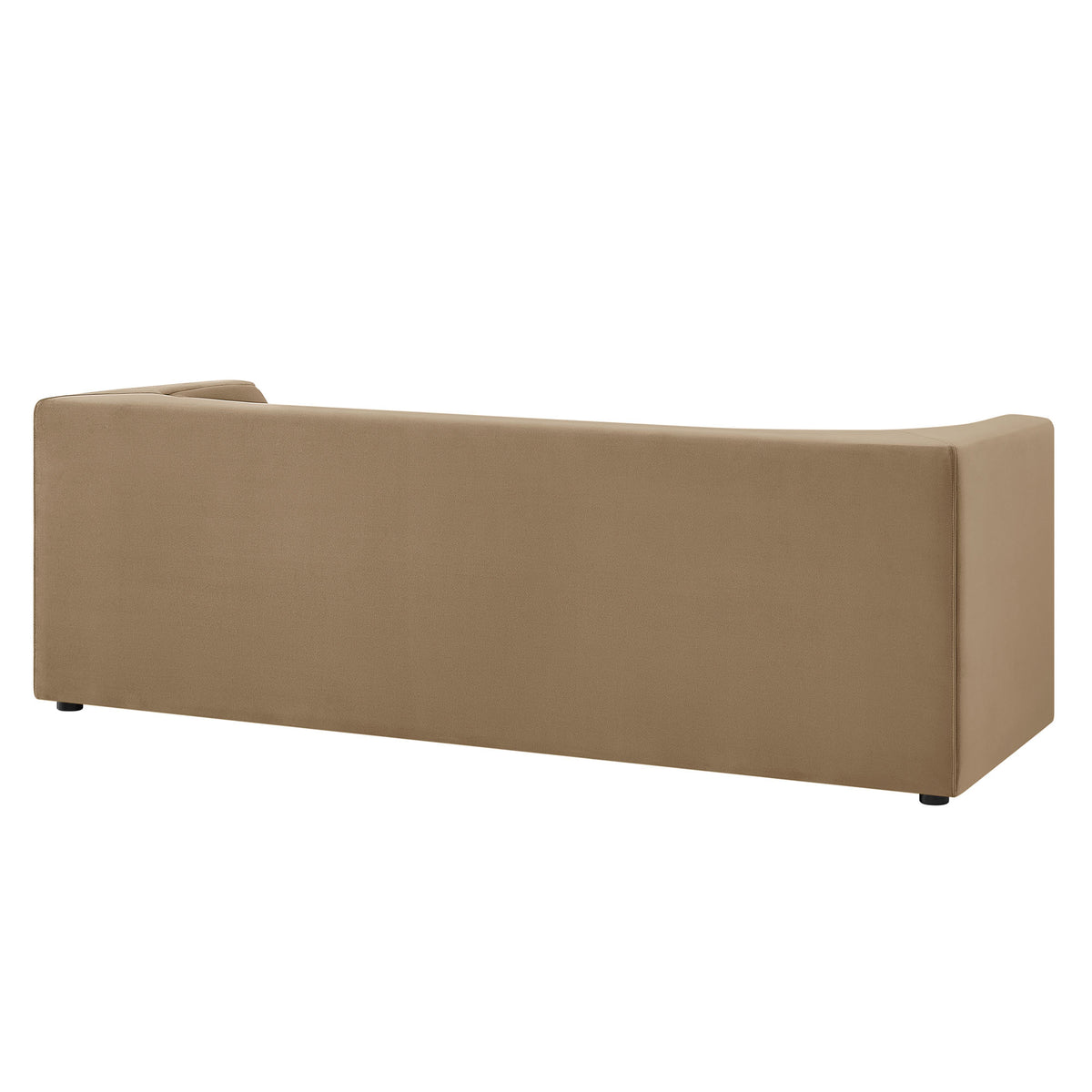 Hilda Taupe 86" Curved Back Performance Velvet Sofa - Ornate Home