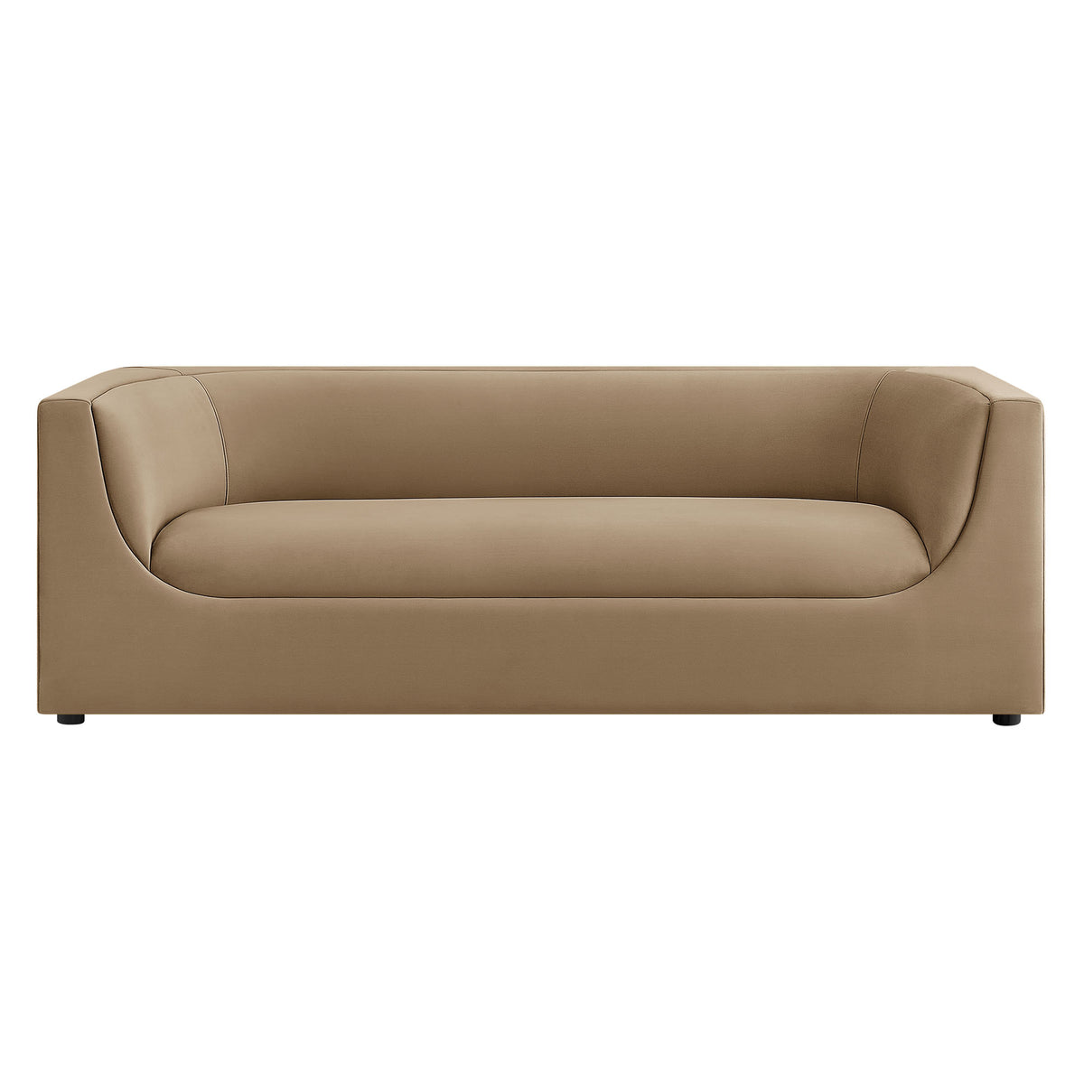 Hilda Taupe 86" Curved Back Performance Velvet Sofa - Ornate Home