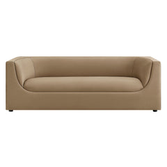 Hilda Taupe 86" Curved Back Performance Velvet Sofa - Ornate Home