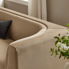 Hilda Taupe 86" Curved Back Performance Velvet Sofa - Ornate Home