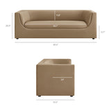 Hilda Taupe 86" Curved Back Performance Velvet Sofa - Ornate Home