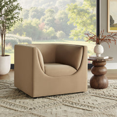 Hilda Taupe Curved Back Performance Velvet Armchair - Ornate Home