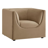 Hilda Taupe Curved Back Performance Velvet Armchair - Ornate Home