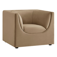 Hilda Taupe Curved Back Performance Velvet Armchair - Ornate Home