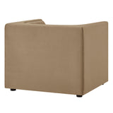 Hilda Taupe Curved Back Performance Velvet Armchair - Ornate Home