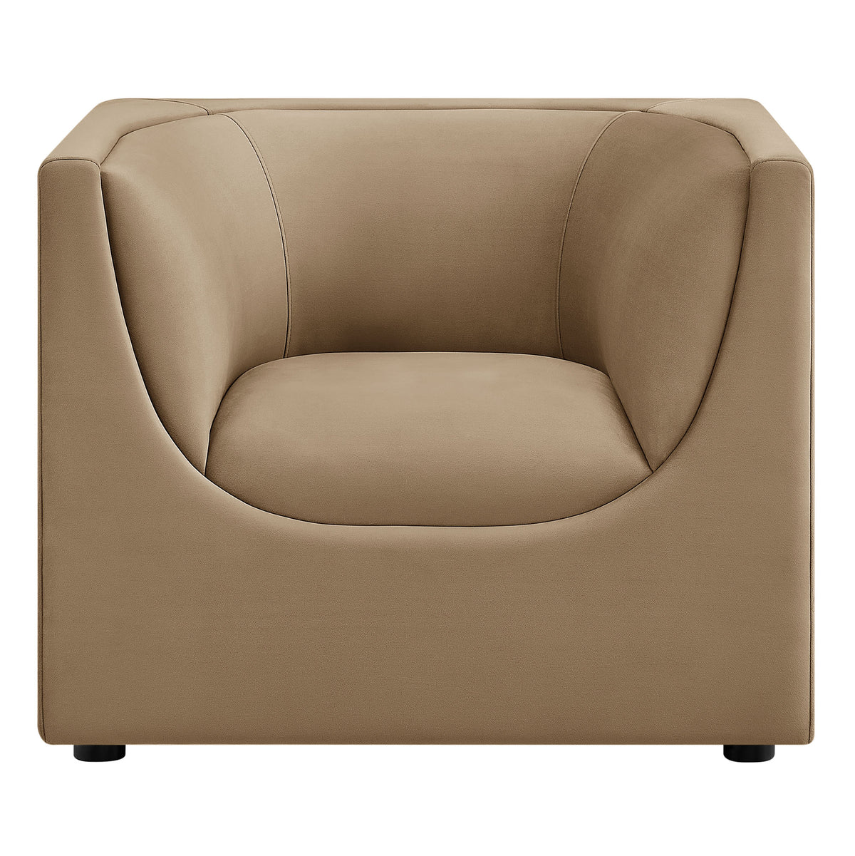 Hilda Taupe Curved Back Performance Velvet Armchair - Ornate Home