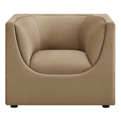 Hilda Taupe Curved Back Performance Velvet Armchair - Ornate Home