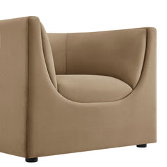 Hilda Taupe Curved Back Performance Velvet Armchair - Ornate Home