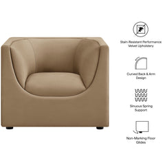 Hilda Taupe Curved Back Performance Velvet Armchair - Ornate Home