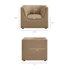 Hilda Taupe Curved Back Performance Velvet Armchair - Ornate Home