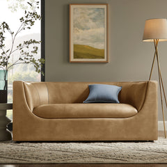 Hilda Toast 67" Curved Back Vegan Leather Loveseat - Ornate Home