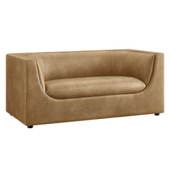 Hilda Toast 67" Curved Back Vegan Leather Loveseat - Ornate Home