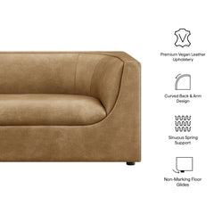 Hilda Toast 67" Curved Back Vegan Leather Loveseat - Ornate Home