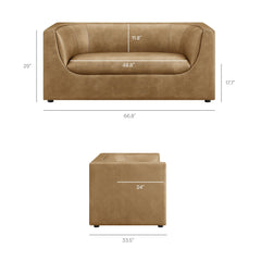 Hilda Toast 67" Curved Back Vegan Leather Loveseat - Ornate Home