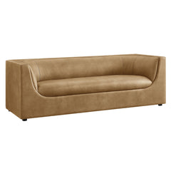 Hilda Toast 86" Curved Back Vegan Leather Sofa - Ornate Home