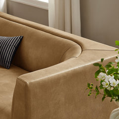 Hilda Toast 86" Curved Back Vegan Leather Sofa - Ornate Home