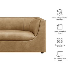 Hilda Toast 86" Curved Back Vegan Leather Sofa - Ornate Home