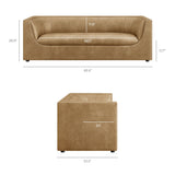 Hilda Toast 86" Curved Back Vegan Leather Sofa - Ornate Home
