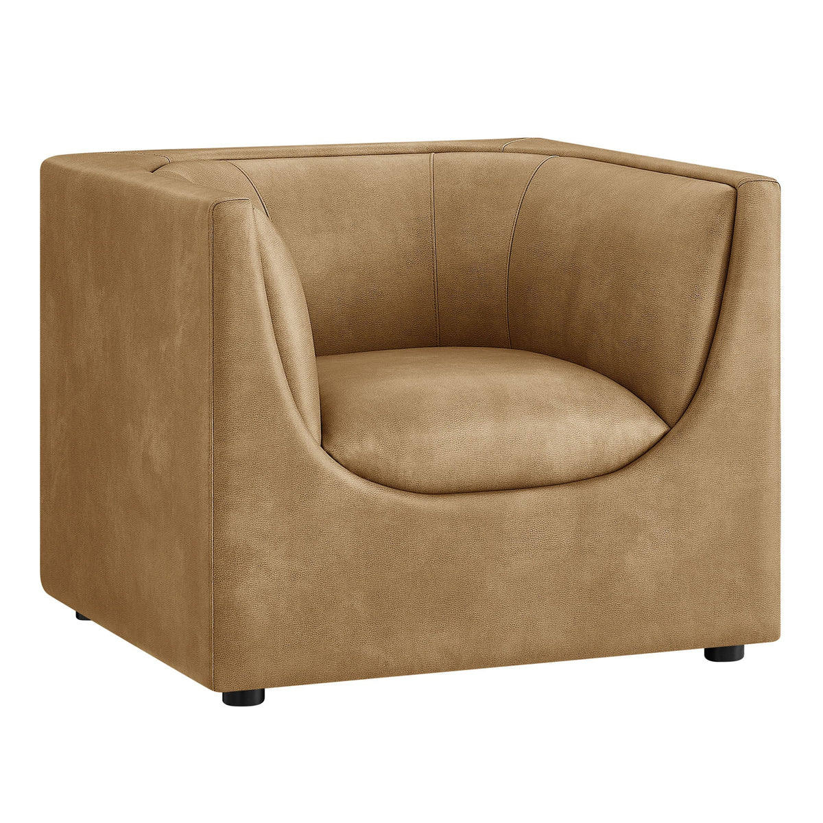 Hilda Toast Curved Back Vegan Leather Armchair - Ornate Home