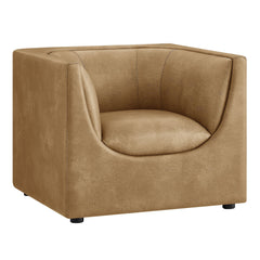 Hilda Toast Curved Back Vegan Leather Armchair - Ornate Home