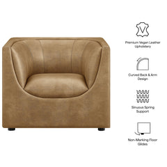 Hilda Toast Curved Back Vegan Leather Armchair - Ornate Home