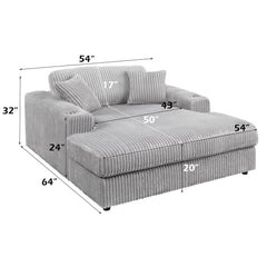 Hilde Beige Jumbo Corduroy Chaise w/2 Pillows - Ornate Home