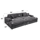 Hilde Dark Gray Jumbo Corduroy Double Chaise Sectional - Ornate Home