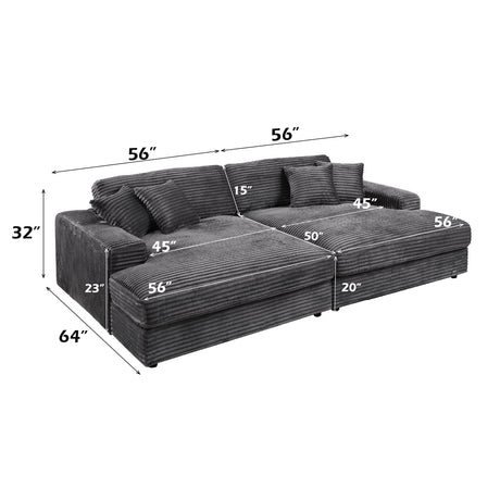 Hilde Dark Gray Jumbo Corduroy Double Chaise Sectional - Ornate Home