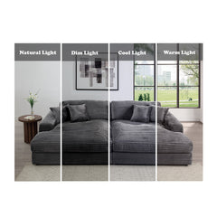 Hilde Dark Gray Jumbo Corduroy Double Chaise Sectional - Ornate Home