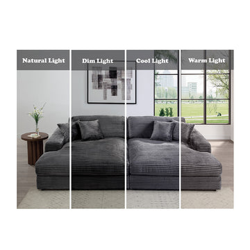 Hilde Dark Gray Jumbo Corduroy Double Chaise Sectional - Ornate Home
