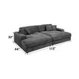 Hilde Dark Gray Jumbo Corduroy Double Chaise Sectional - Ornate Home