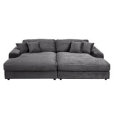 Hilde Dark Gray Jumbo Corduroy Double Chaise Sectional - Ornate Home