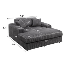 Hilde Gray Jumbo Corduroy Chaise w/2 Pillows - Ornate Home