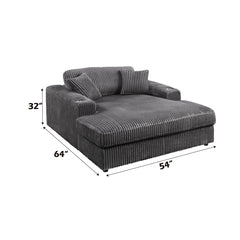 Hilde Gray Jumbo Corduroy Chaise w/2 Pillows - Ornate Home