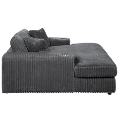Hilde Gray Jumbo Corduroy Chaise w/2 Pillows - Ornate Home