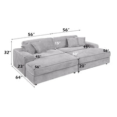 Hilde Light Gray Jumbo Corduroy Double Chaise Sectional - Ornate Home