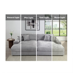 Hilde Light Gray Jumbo Corduroy Double Chaise Sectional - Ornate Home