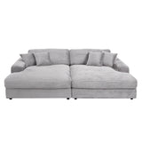Hilde Light Gray Jumbo Corduroy Double Chaise Sectional - Ornate Home