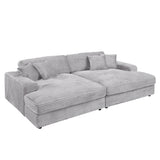 Hilde Light Gray Jumbo Corduroy Double Chaise Sectional - Ornate Home
