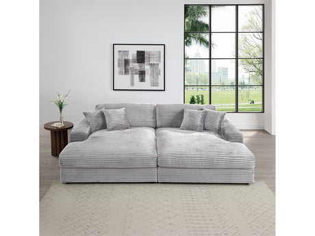 Hilde Light Gray Jumbo Corduroy Double Chaise Sectional - Ornate Home