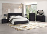 Hildesheim Black Eastern King Panel Bed - Ornate Home