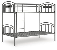 Hilletran Gray Twin over Twin Bunk Bed with Ladder - Ornate Home