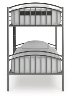 Hilletran Gray Twin over Twin Bunk Bed with Ladder - Ornate Home