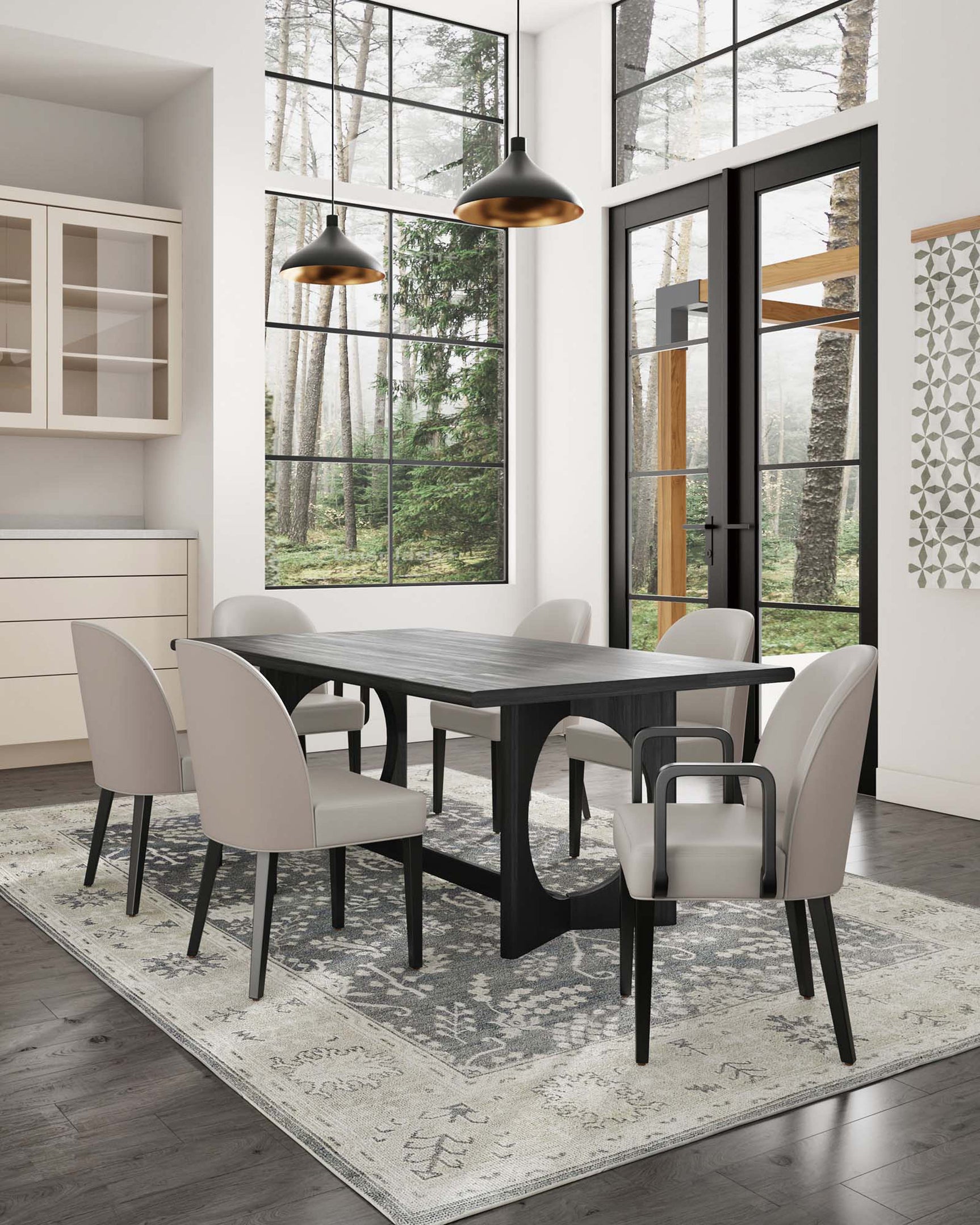 Hillman Dining Side and Arm Chairs in Light Grey (set of 6) - Ornate Home