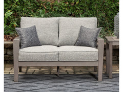 Hillside Barn Gray/Brown Outdoor Loveseat with Cushion - Ornate Home